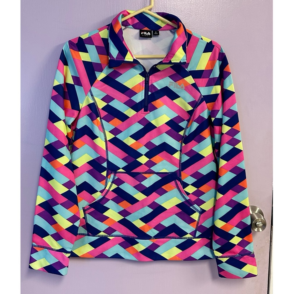 Fila Sport women's multicolor geometric pattern athletic pullover jacket
